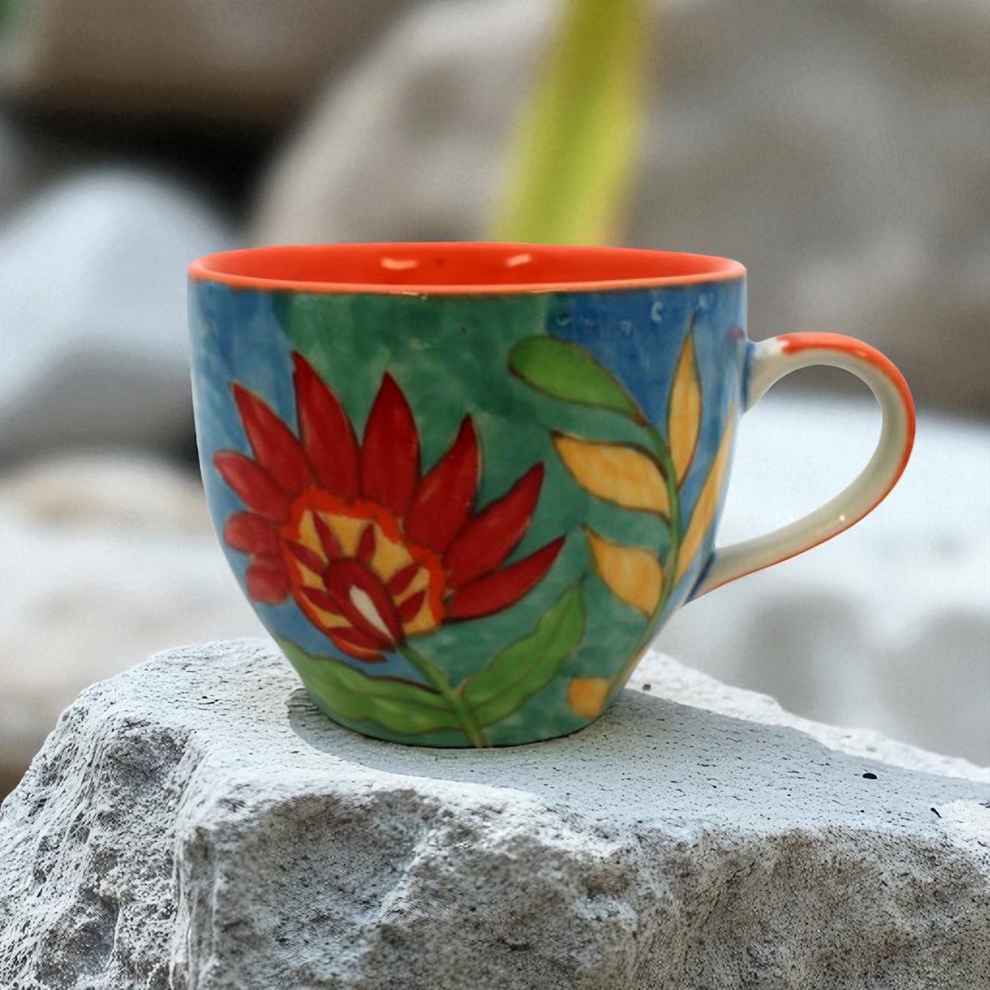 Keramiktasse Flower - Handbemalte Tasse mit Blumendekor