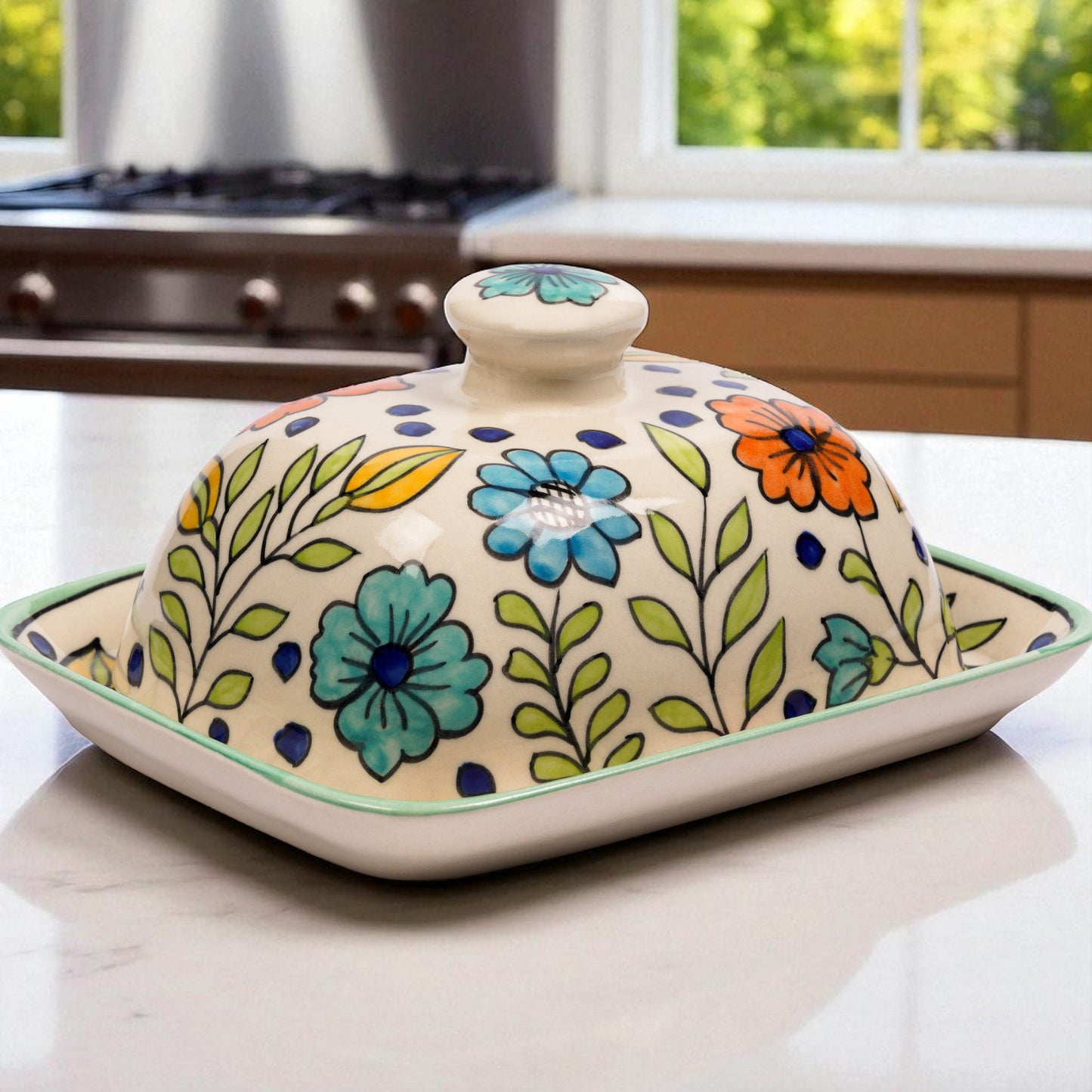 Butterdose Blumenwiese Türkis