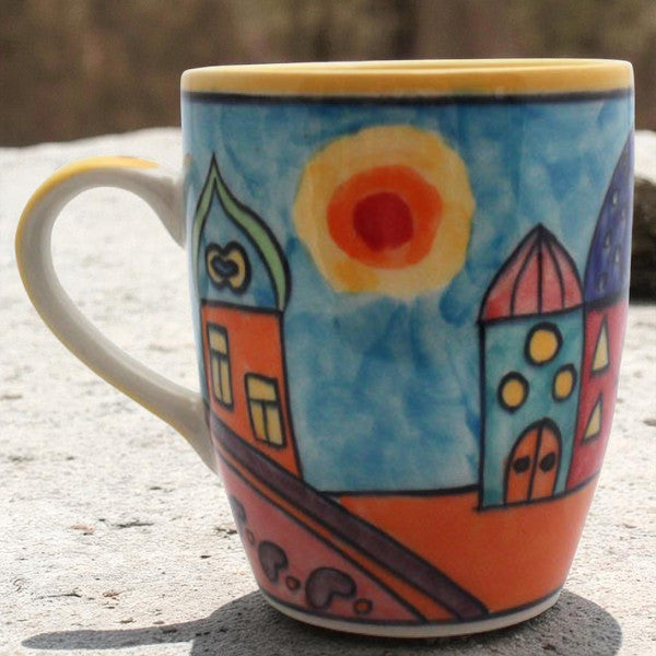 Handbemalte Keramik-Tasse 350ml - Bunte Kaffeetasse von Gall & Zick