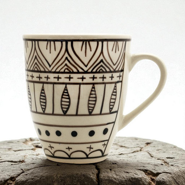 Tasse Jumbo Schwarz Weiß Handbemalt Groß