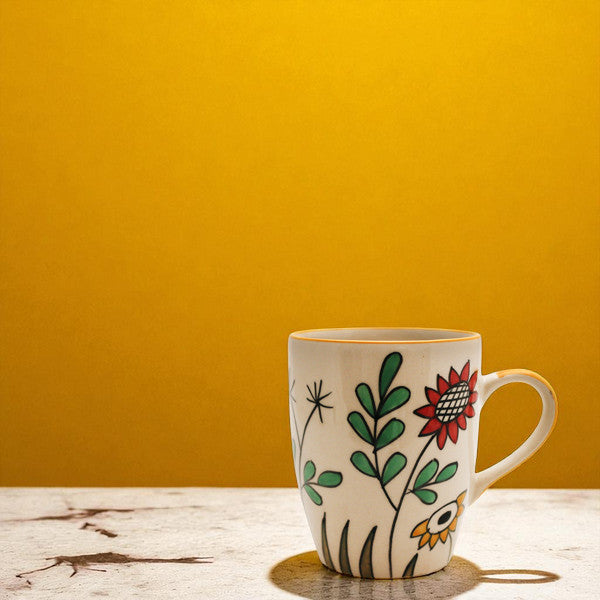 Tasse Blumenmuster - Handbemalte Kaffeetasse 350ml
