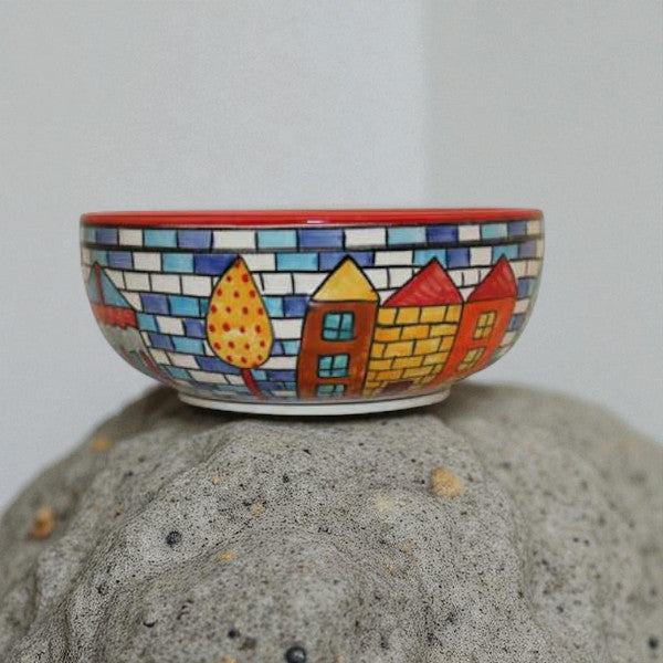 Salatschüssel Klein - Handbemalte Keramik mit Stadtmotiv