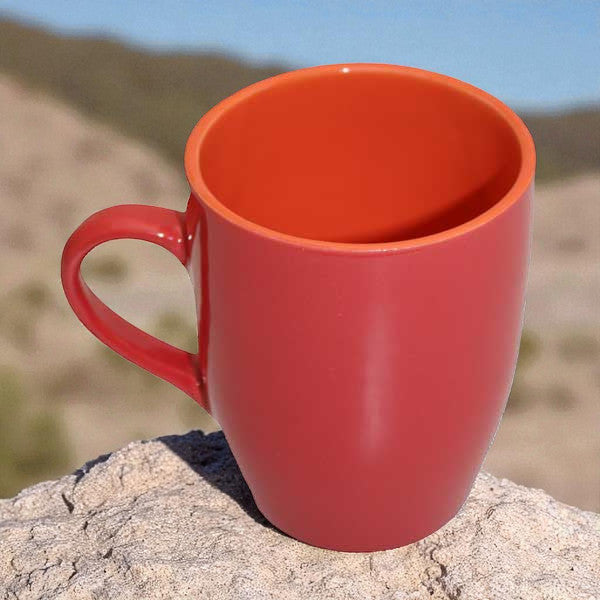 Tasse rot - Kaffeetasse mit orangenem Innenbereich 350ml