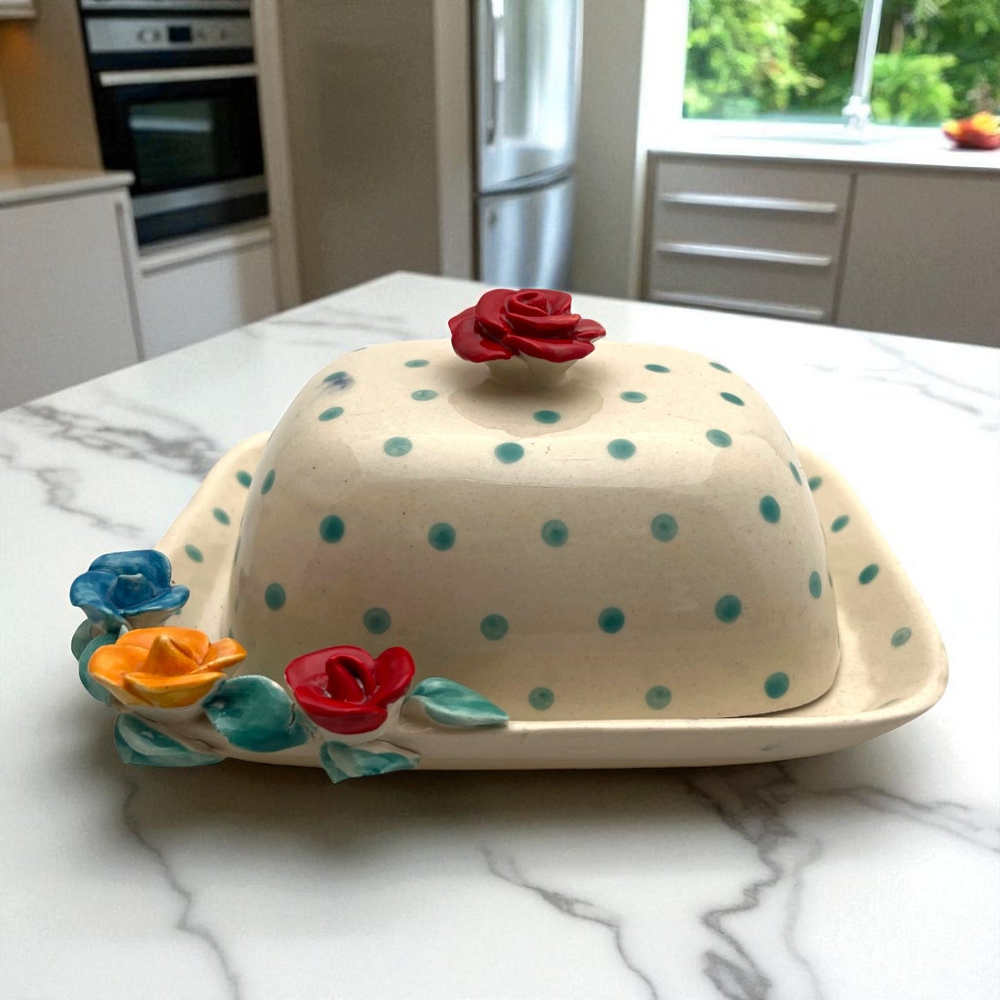 Butterdose gepunktet Rose