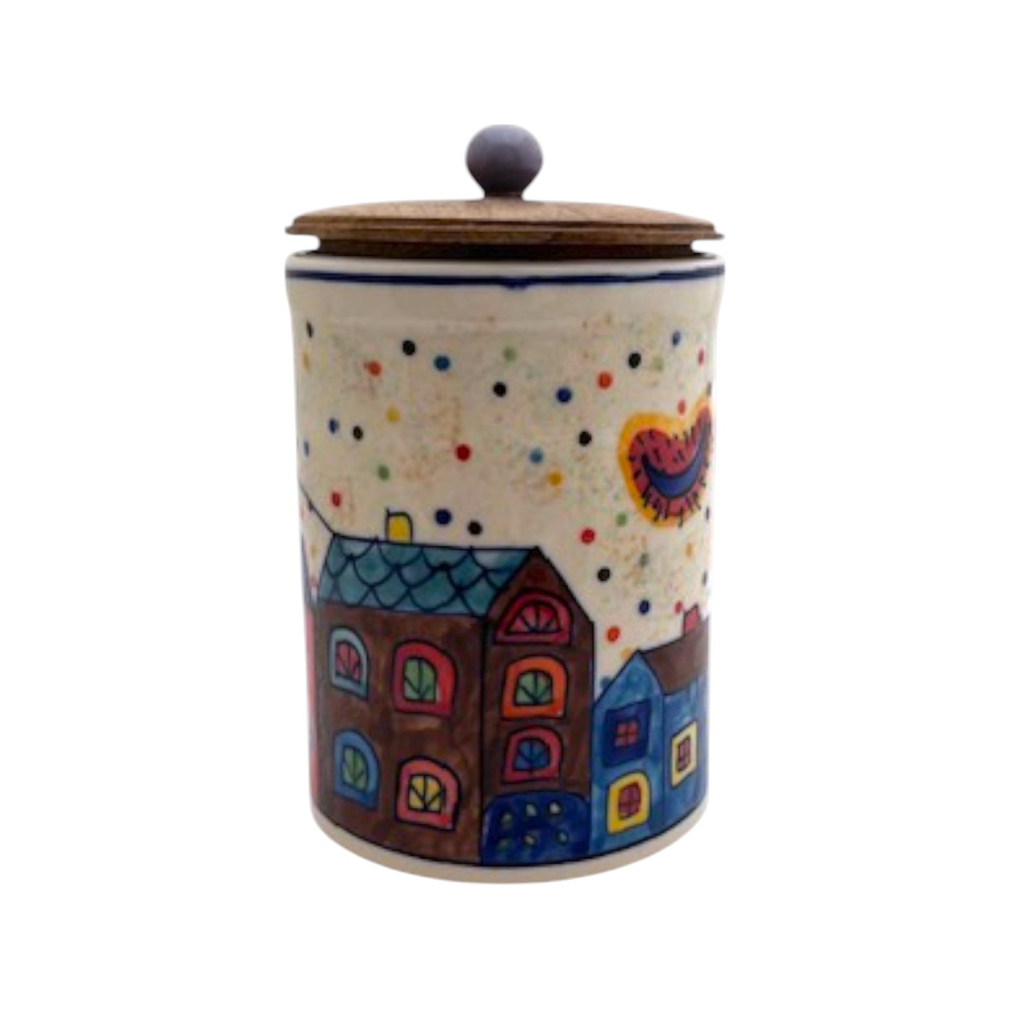 Behälter rund mit Holzdeckel "Village"