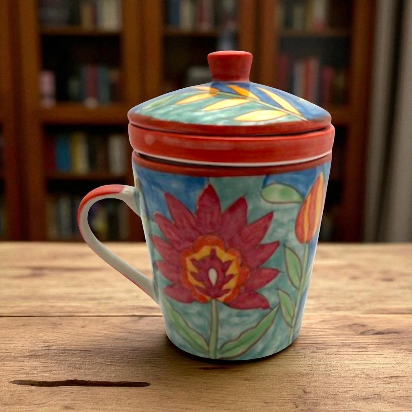 Tazza con colino e coperchio "Fiore"