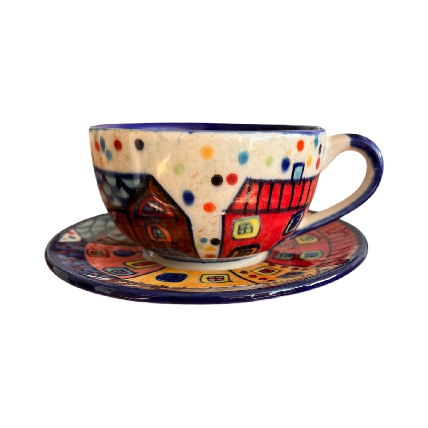 Kaffeetasse mit Unterteller "Village"