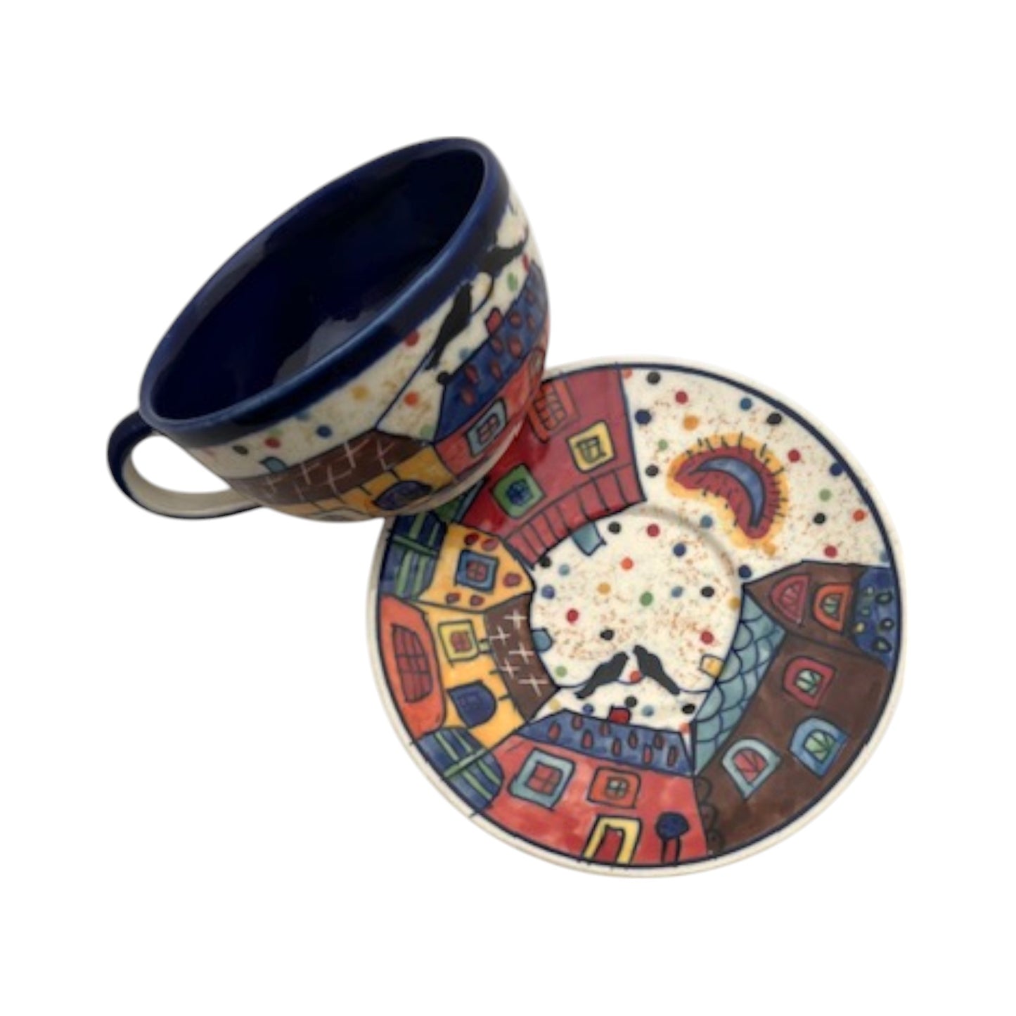 Tasse et soucoupe à café « Village »