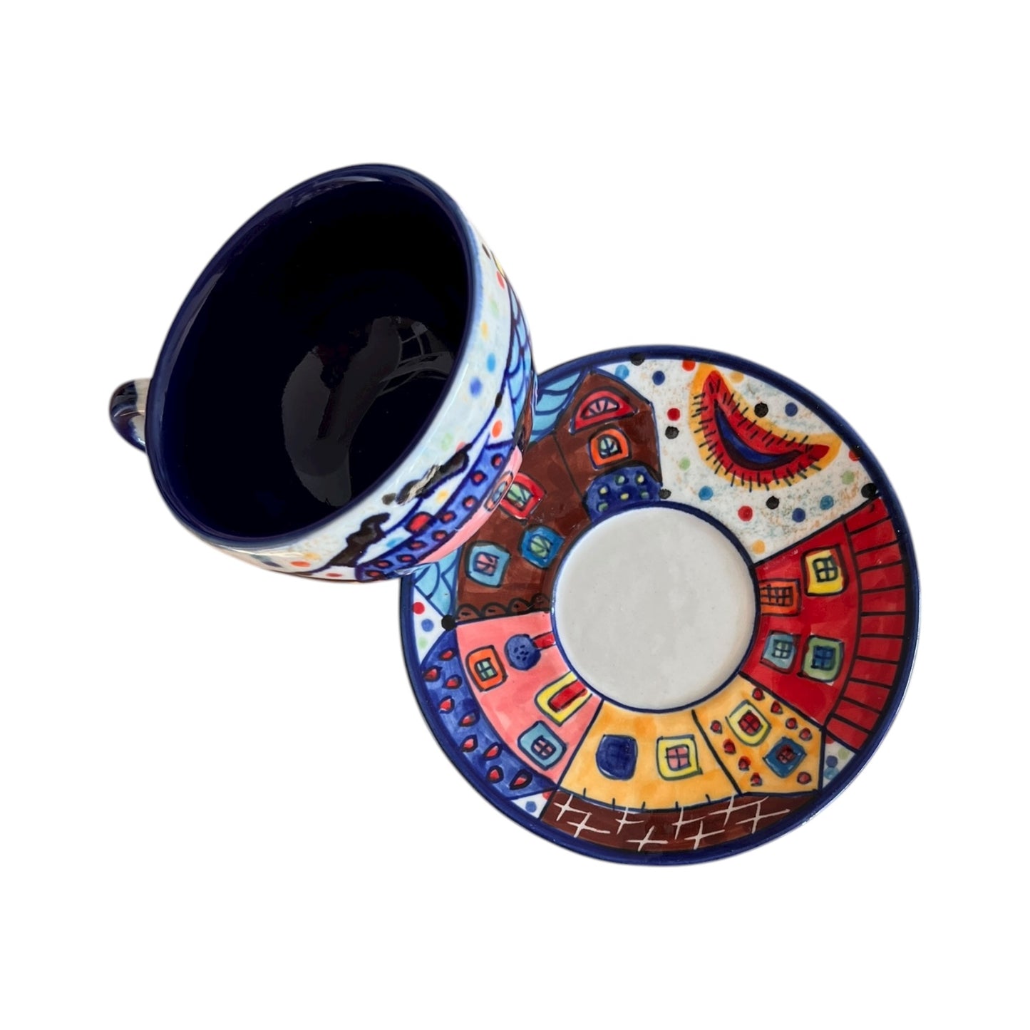 Kaffeetasse mit Unterteller "Village"