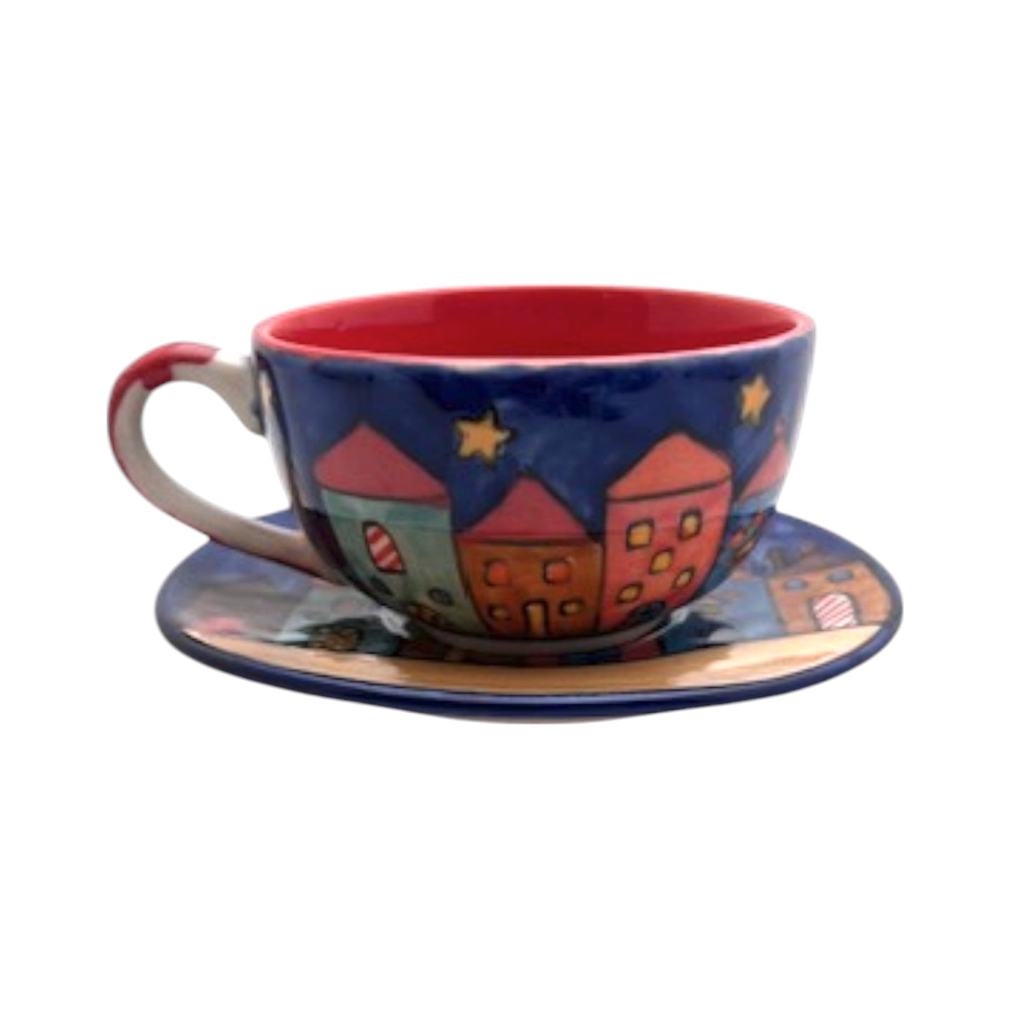 Kaffeetasse mit Unterteller "New Village"