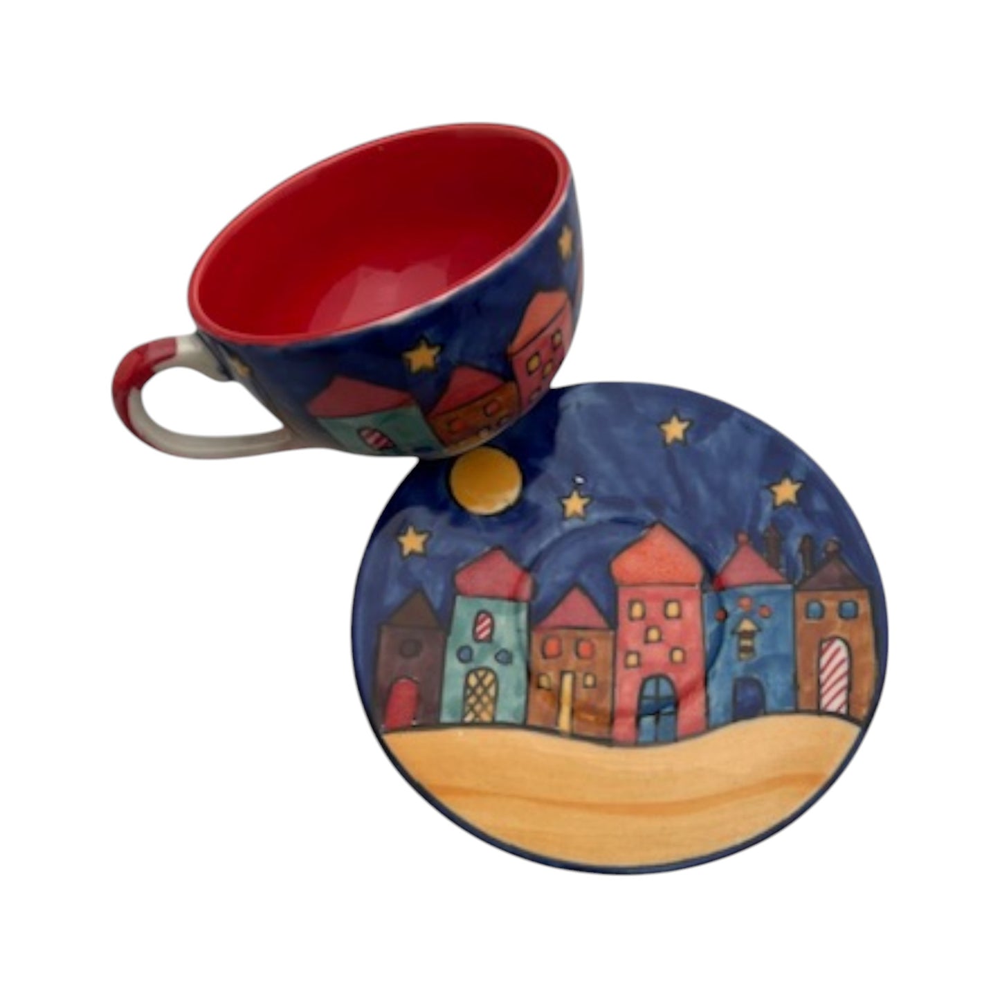 Kaffeetasse mit Unterteller "New Village"