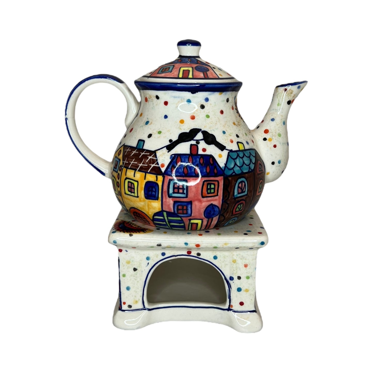 Teekanne mit Stövchen "Village"