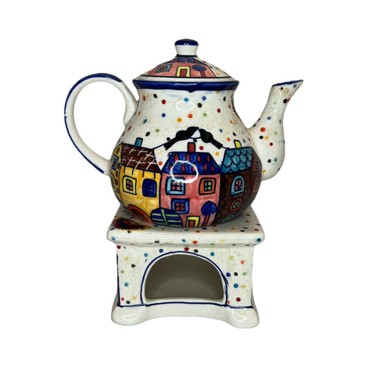 Teekanne mit Stövchen "Village"