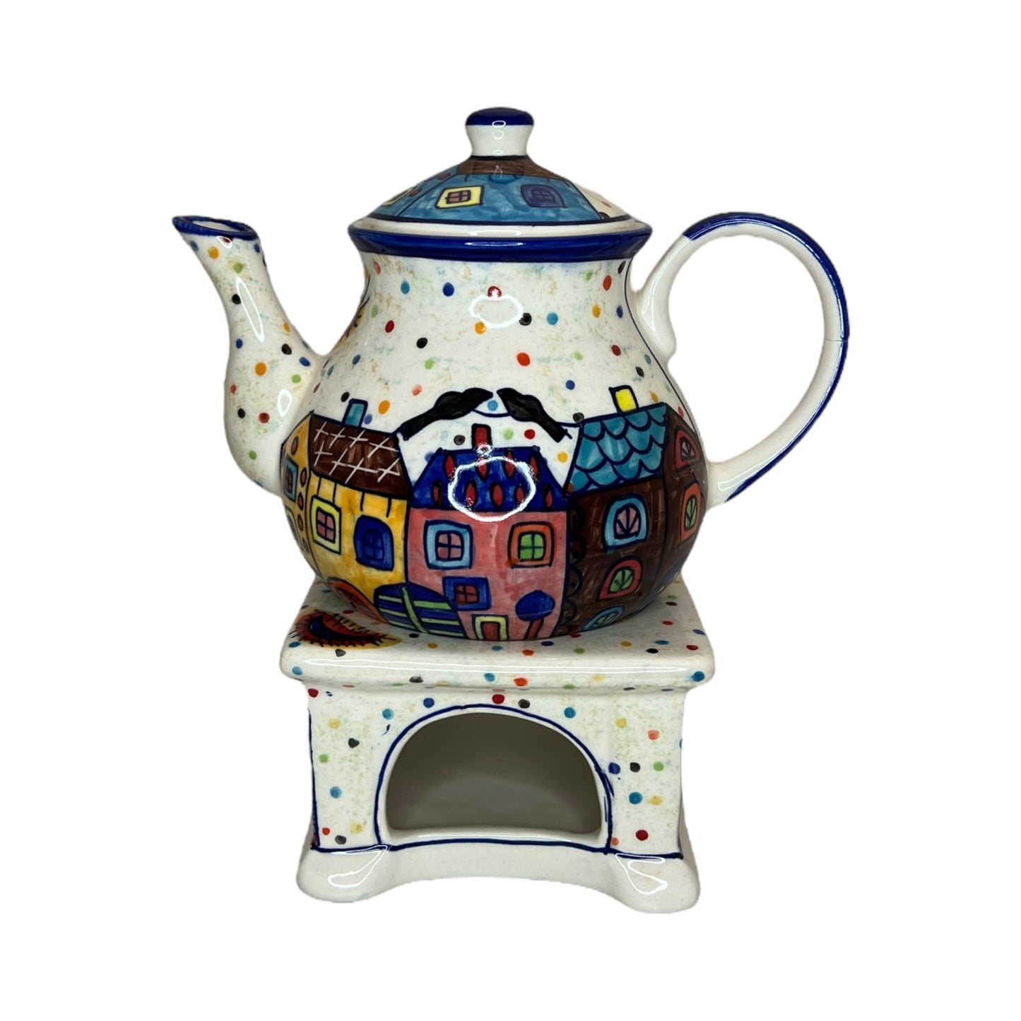 Teekanne mit Stövchen "Village"