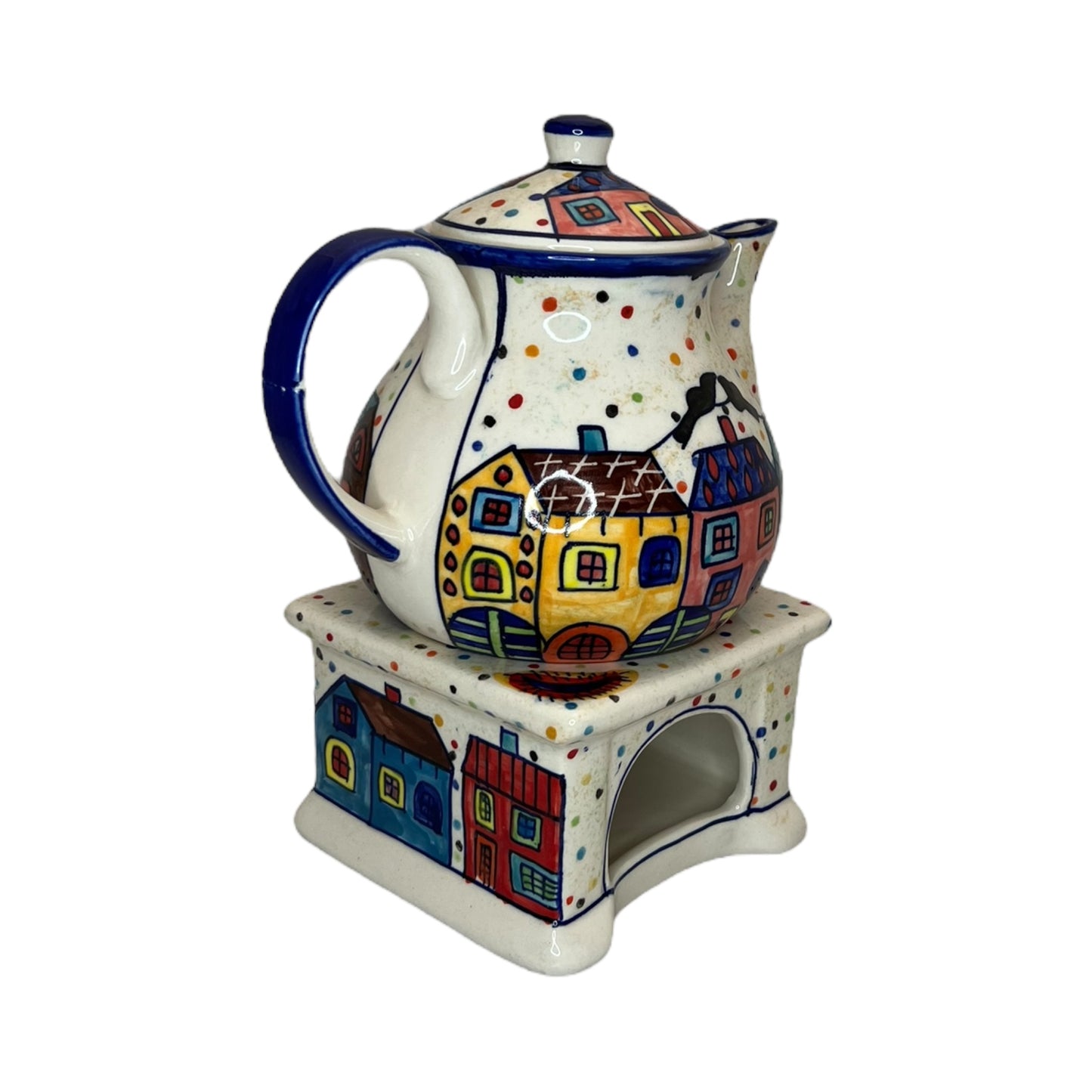 Teekanne mit Stövchen "Village"