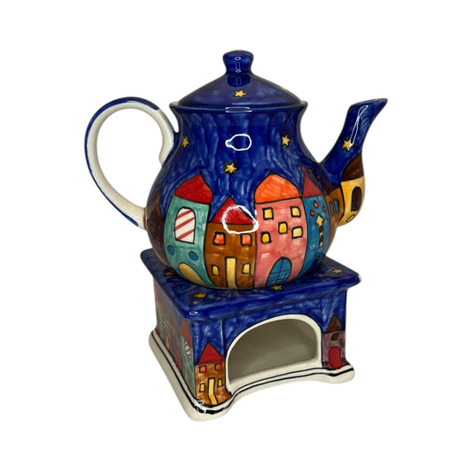 Teekanne mit Stövchen "New Village"