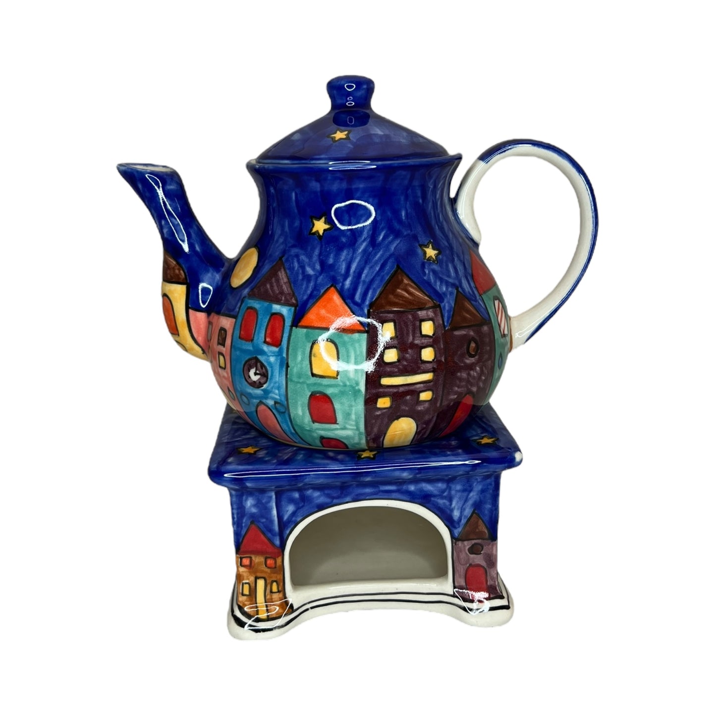 Teekanne mit Stövchen "New Village"