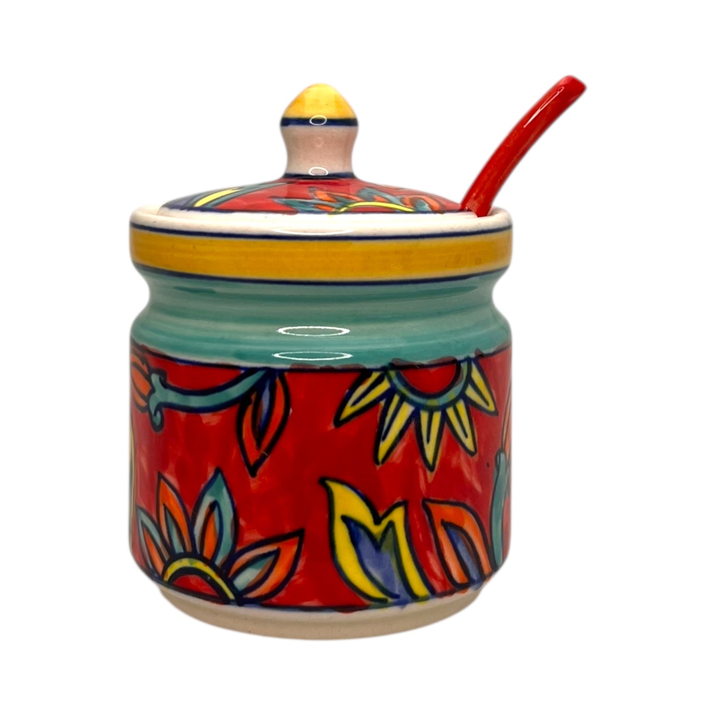 sucrier rouge avec cuillère