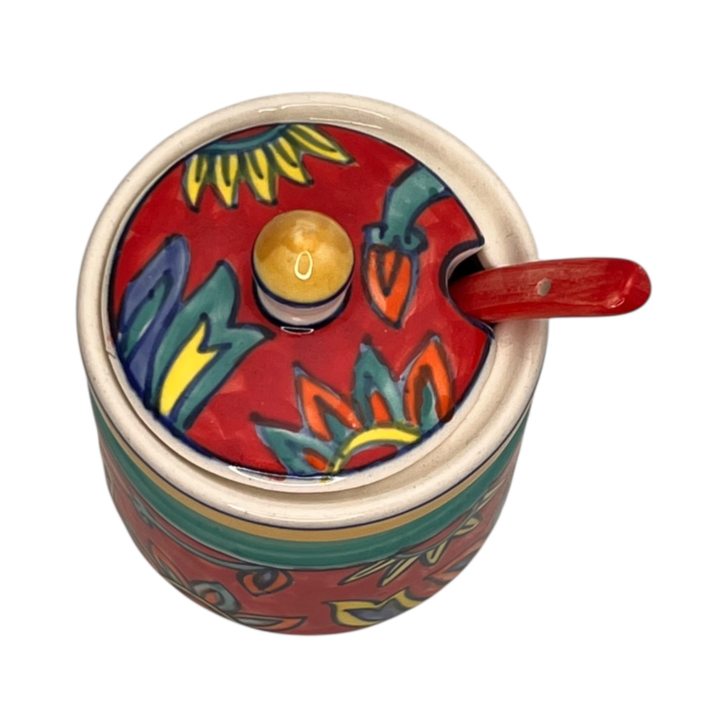 sucrier rouge avec cuillère