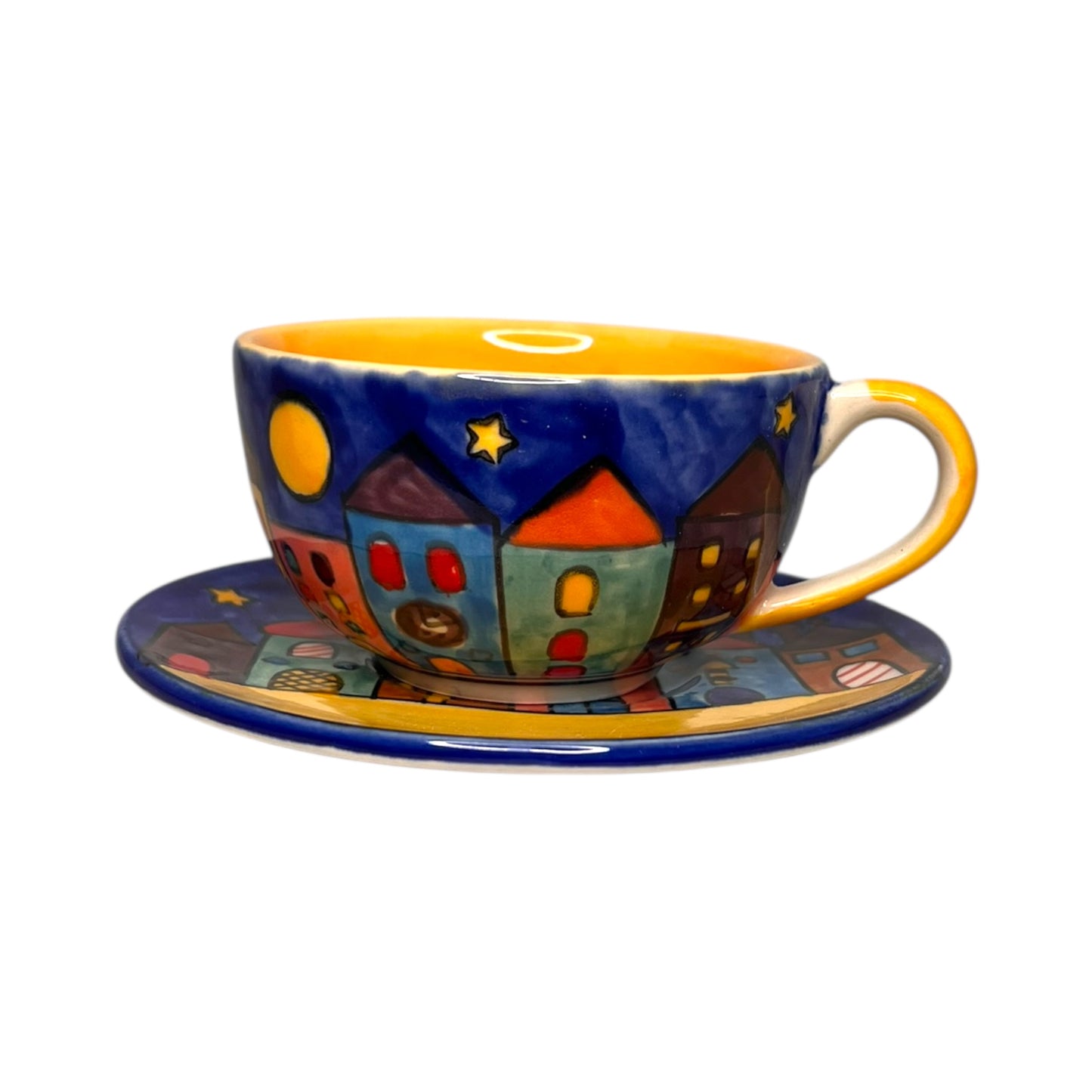 Kaffeetasse mit Unterteller "New Village"