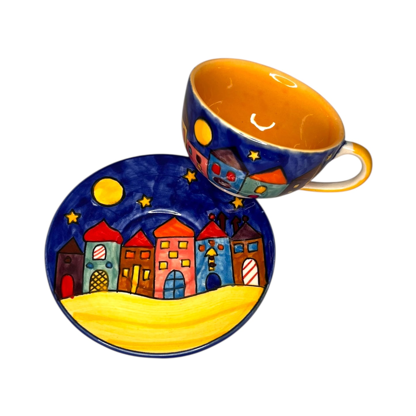 Kaffeetasse mit Unterteller "New Village"