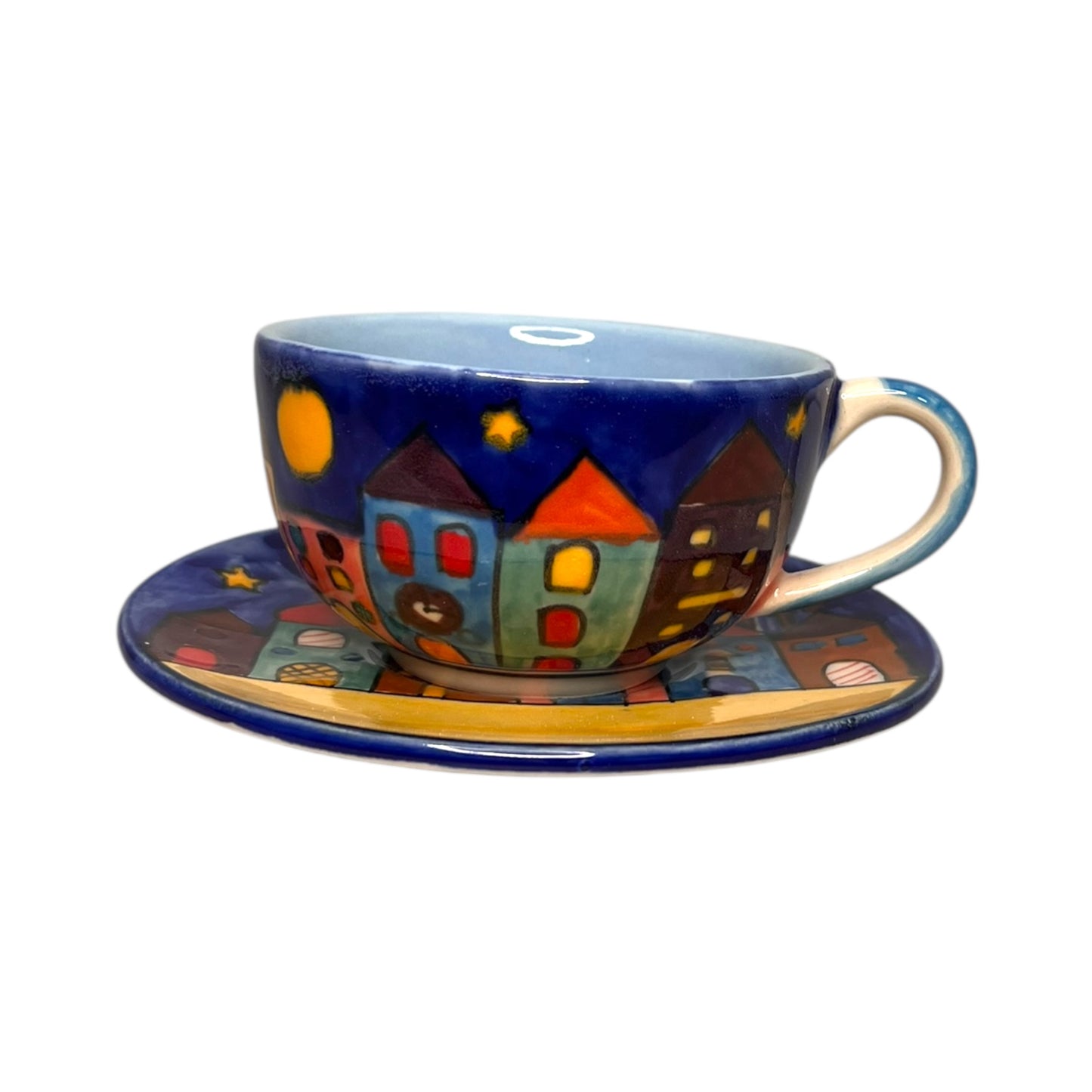 Kaffeetasse mit Unterteller "New Village"