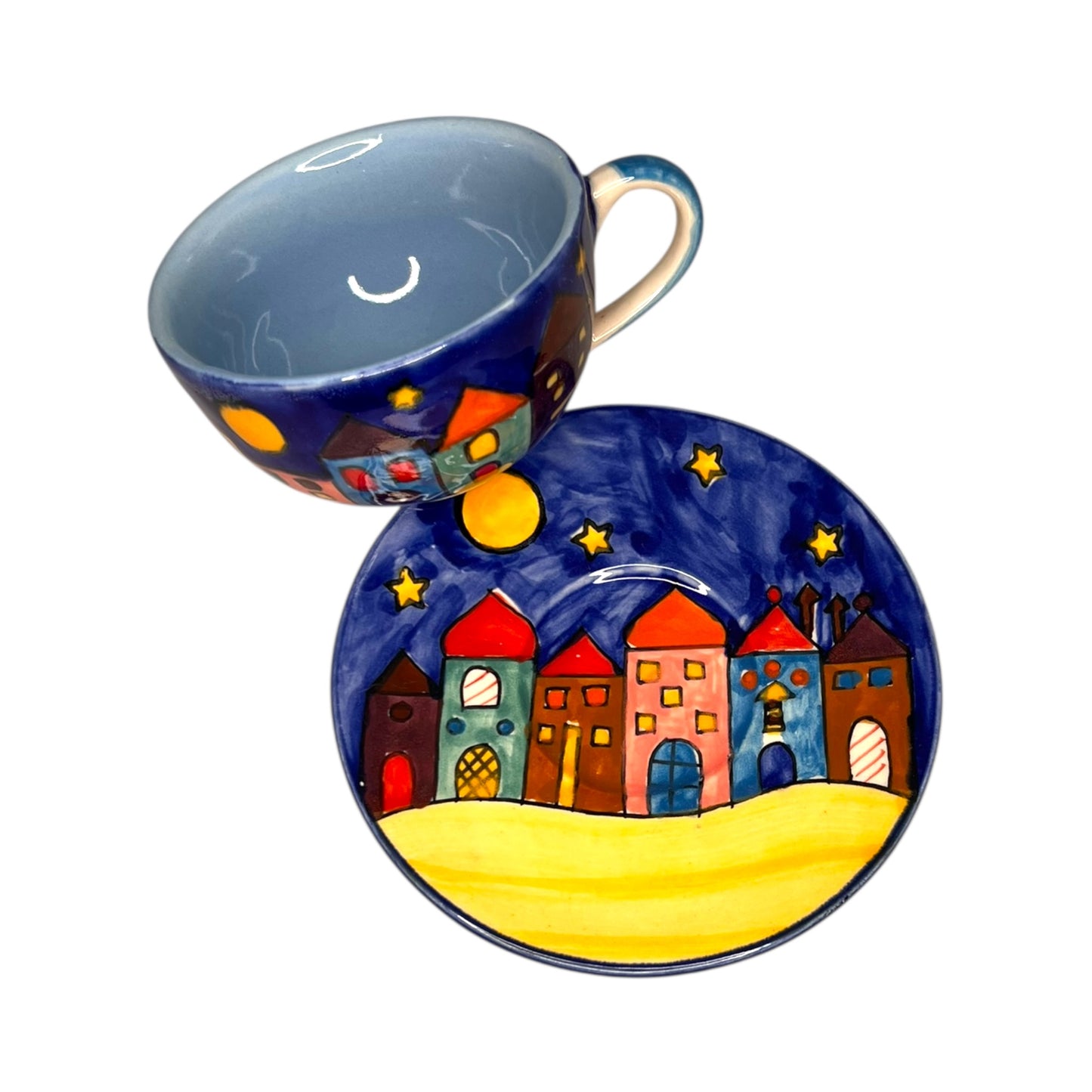 Kaffeetasse mit Unterteller "New Village"