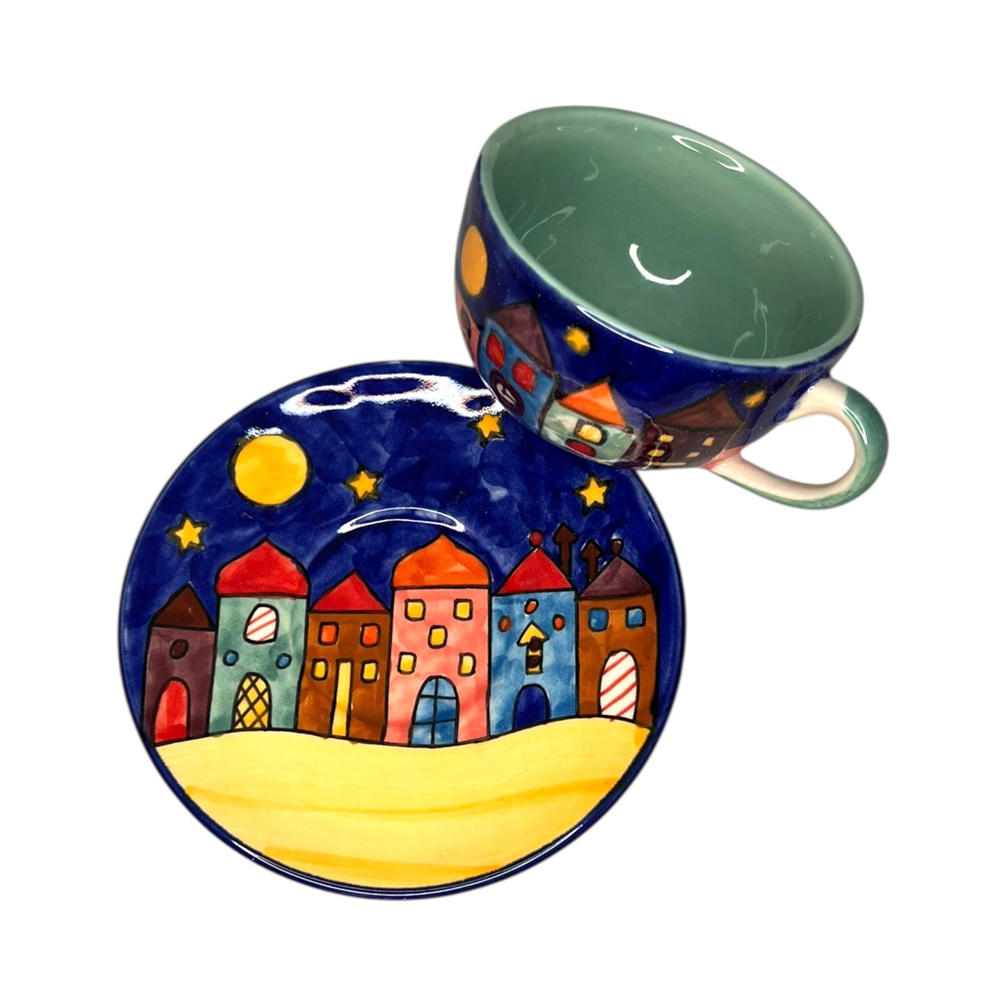 Kaffeetasse mit Unterteller "New Village"