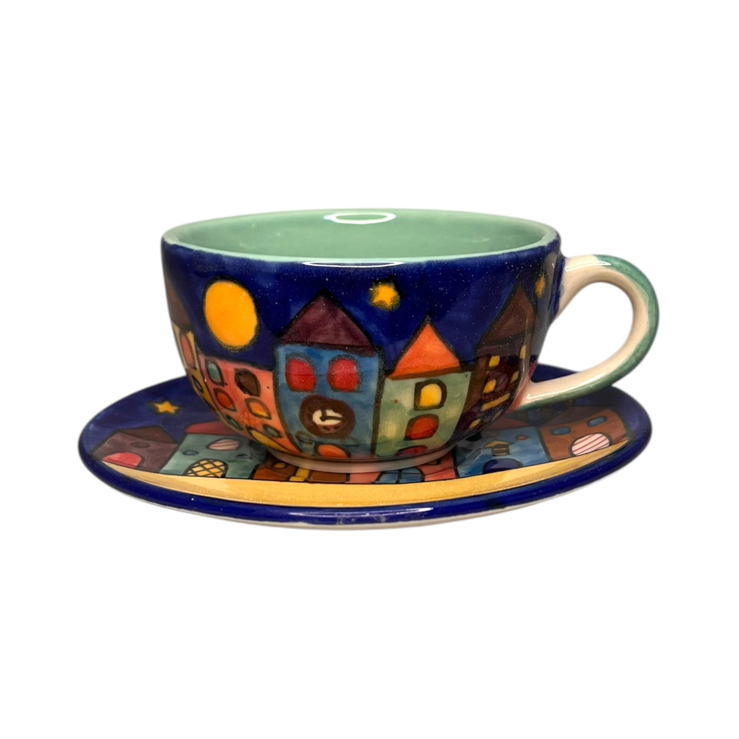 Kaffeetasse mit Unterteller "New Village"