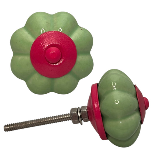 Pomello per mobili verde/rosa