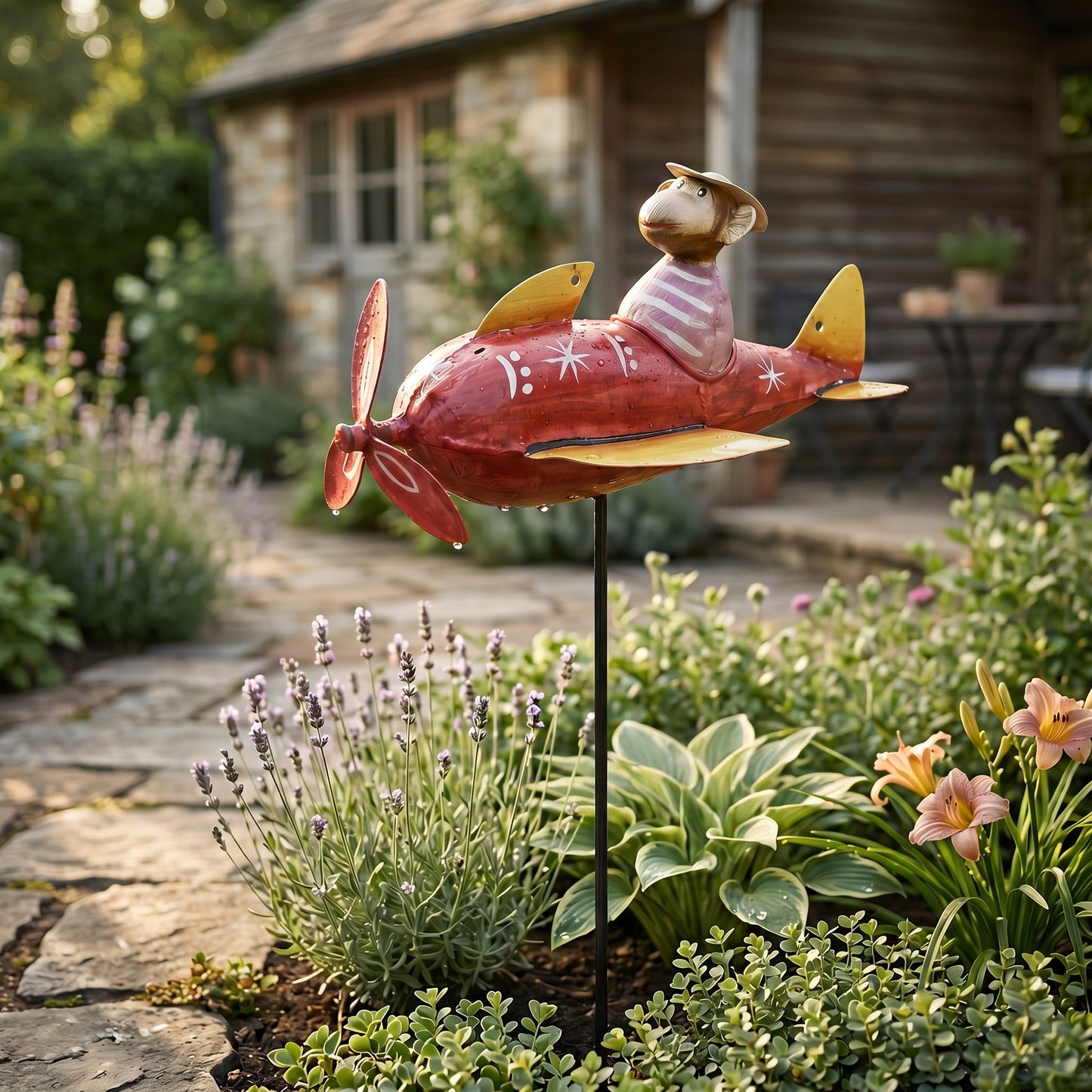 Gartenstecker Flieger mit Affe