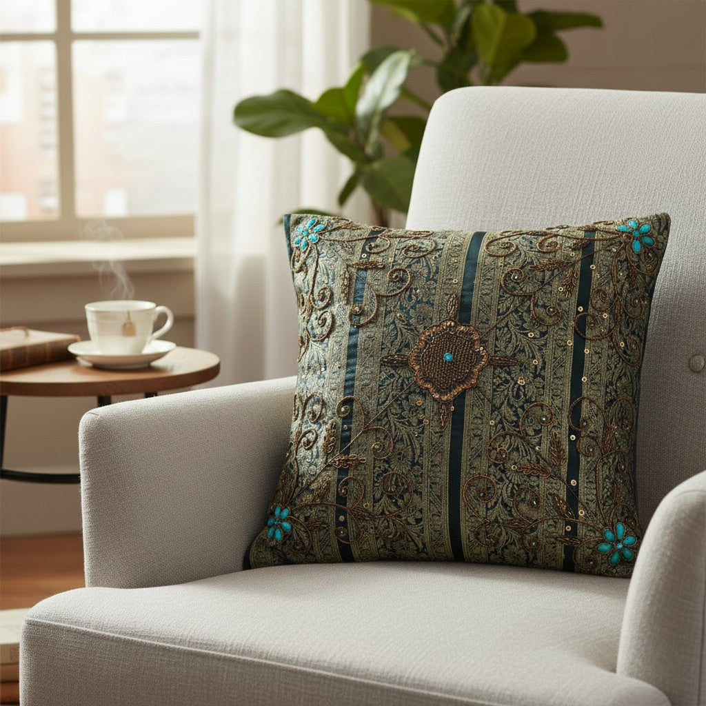 Housse de coussin rouge brodée à la main - housse de coussin décorative