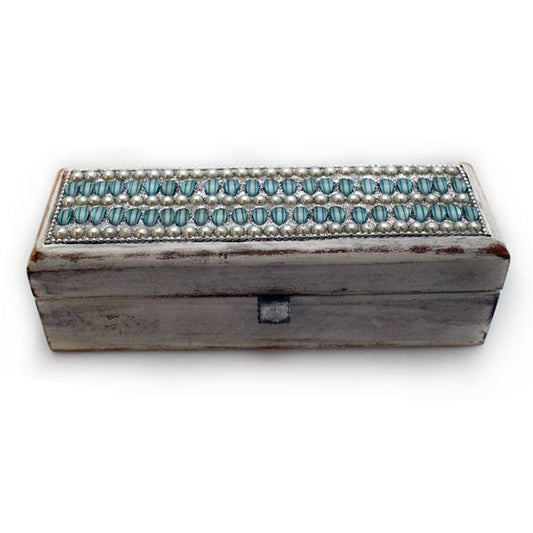 Holzbox rechteckig light blue