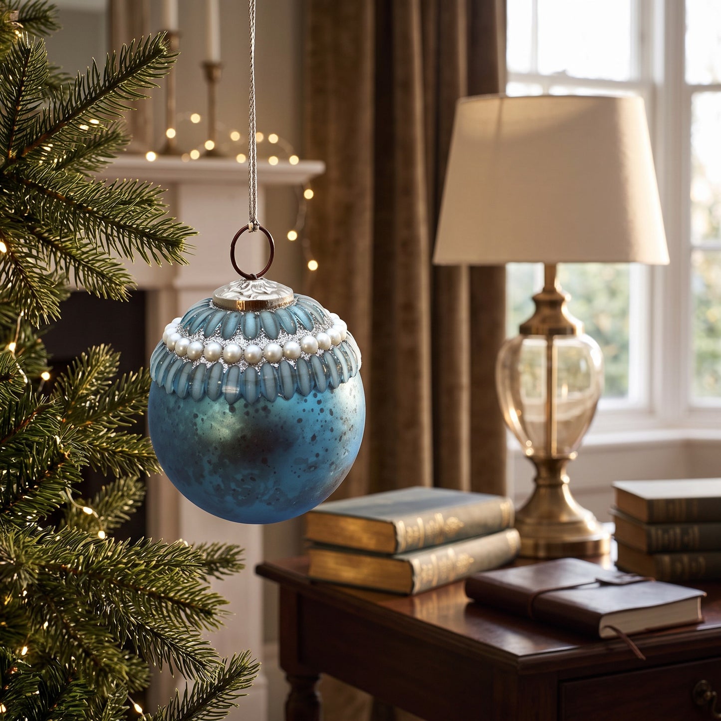 Suspension boule – Ornement de Noël bleu