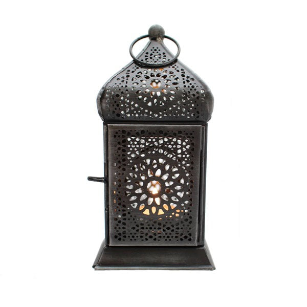 Lantern metal silver-black