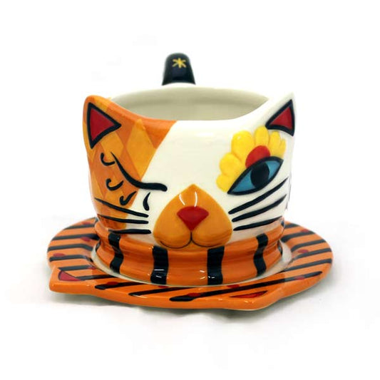 Katzen Tasse mit Unterteller