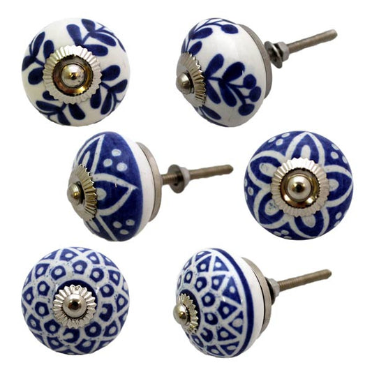 Furniture knob blue and white