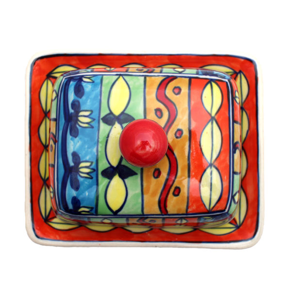 Hand-painted ceramic butter dish