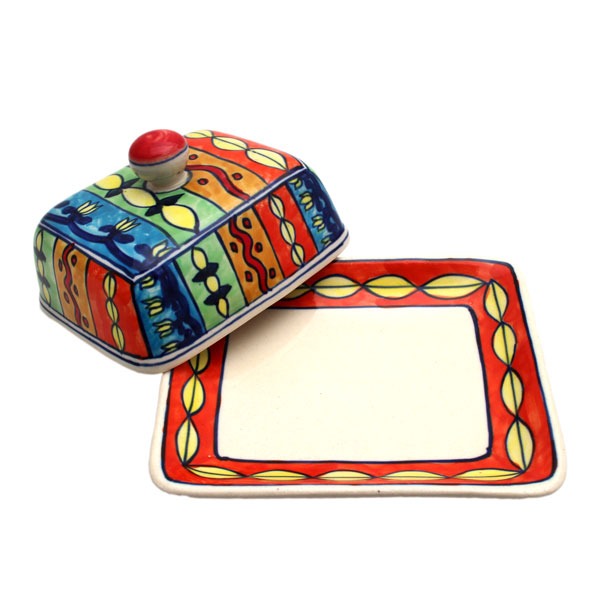 Hand-painted ceramic butter dish