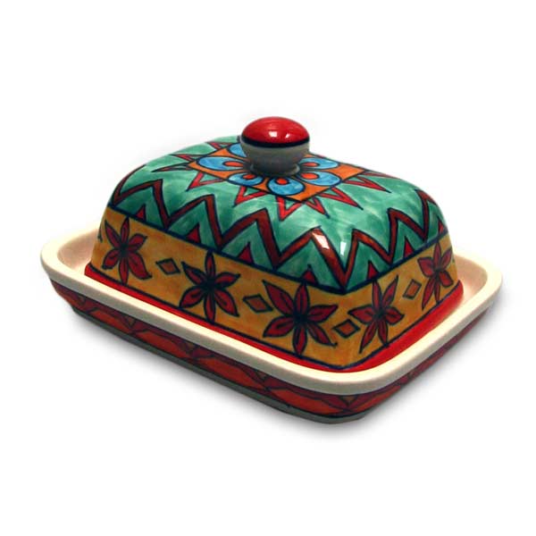 Beurrier en céramique peint à la main