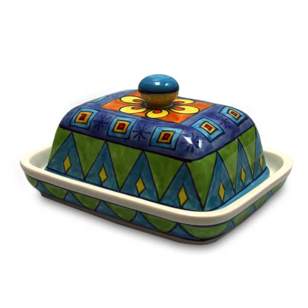 Beurrier en céramique peint à la main