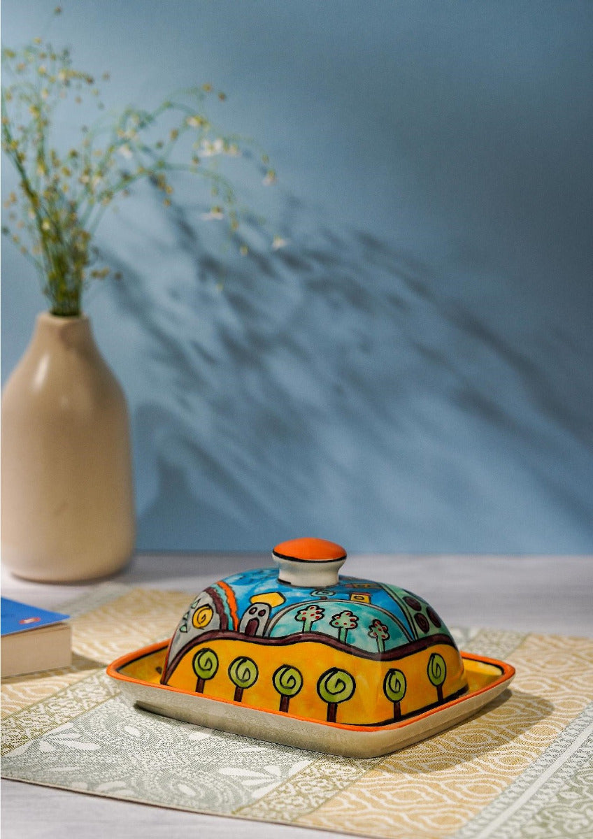Butter dish hand painted