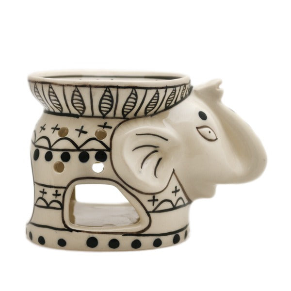 Lampe à parfum éléphant noir et blanc