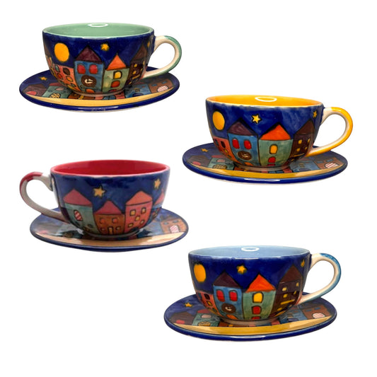 Kaffeetasse mit Unterteller "New Village"