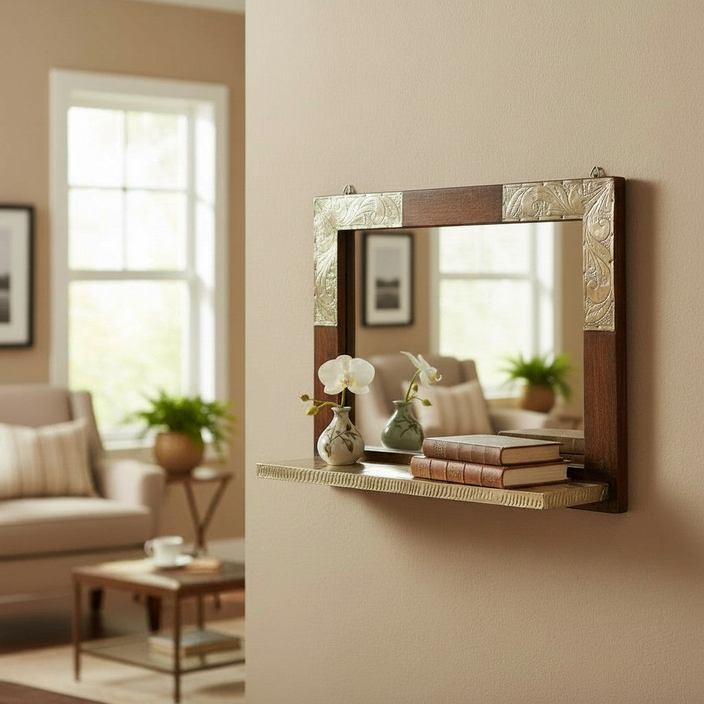 Specchio da parete con mensola