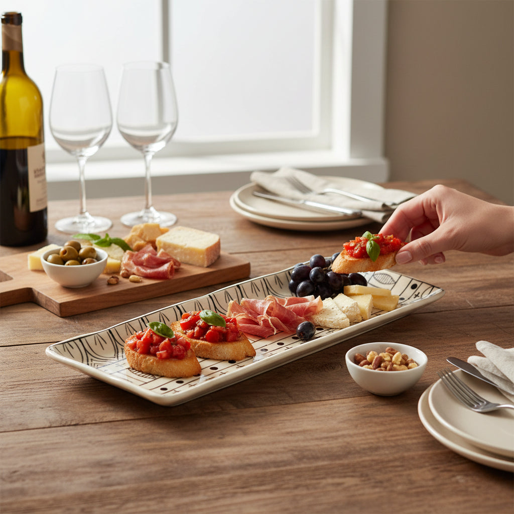 Servierplatte schwarz/weiß