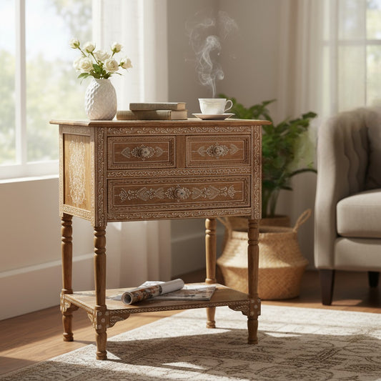 Handgefertigtes Sideboard mit kunstvoller Mandalabemalung