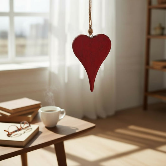 Herz Dekohänger Holz Rot L