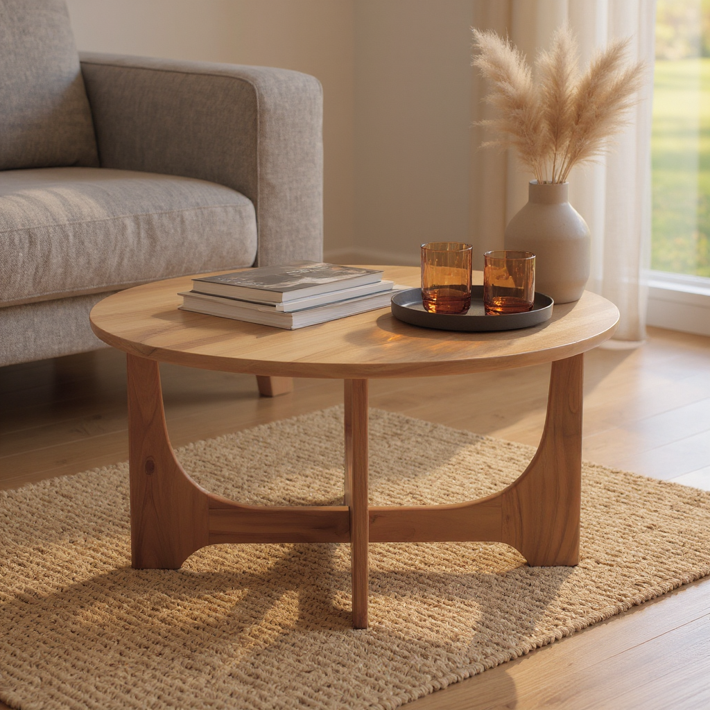 Massivholz Couchtisch rund, 80 cm