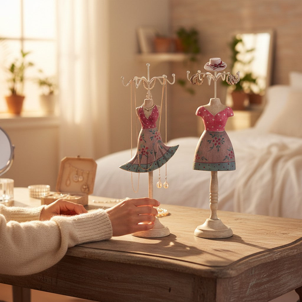 Schmuckpuppe Holz 30cm - Schmuckständer für Ketten & Armbänder